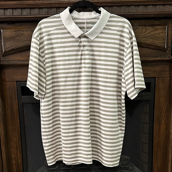 Men’s Gray & White Horizontal Stripe Short Sleeve Polo by Dip Size XXL - Picture 1 of 12